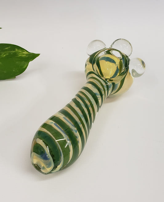 Green Swirl Fumed Glass Pipe