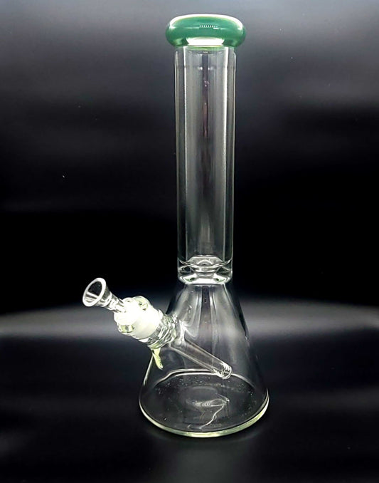 14" Thick Colored Rim Beaker with Ice Catcher And Perc