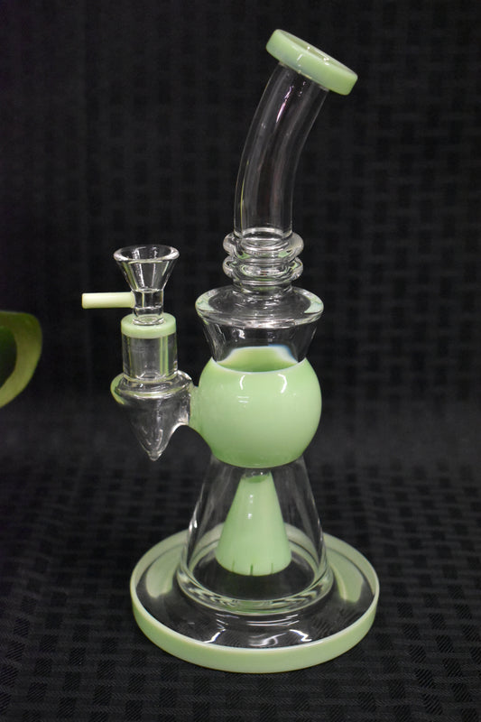 9” Slime Green Rig with Shower Head Percolator