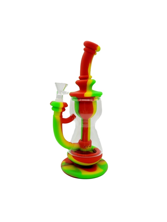 Rasta Color Silicone/Glass Recycler Water Pipe