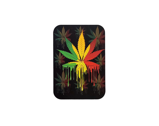 7" X 5" Rasta Leaf Rolling Tray with Magnetic Lid
