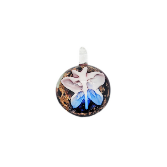Round Butterfly Glass Pendant Necklace