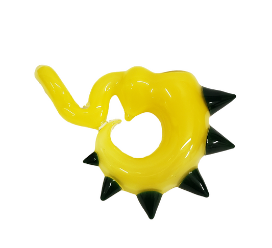 Yellow Circular Spiked Sherlock Glass Pipe