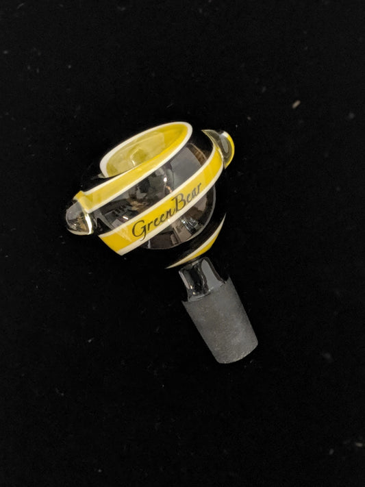 Green Bear 14mm Male Black & Yellow Bowl Piece
