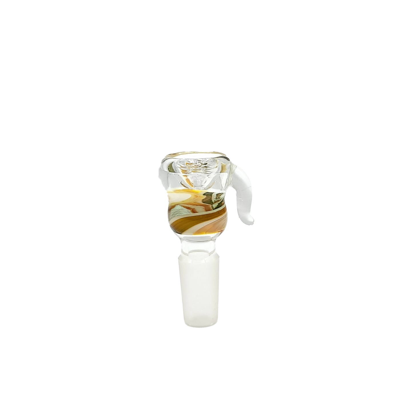 14mm Male Colored Swirl Bowl Piece with Handle