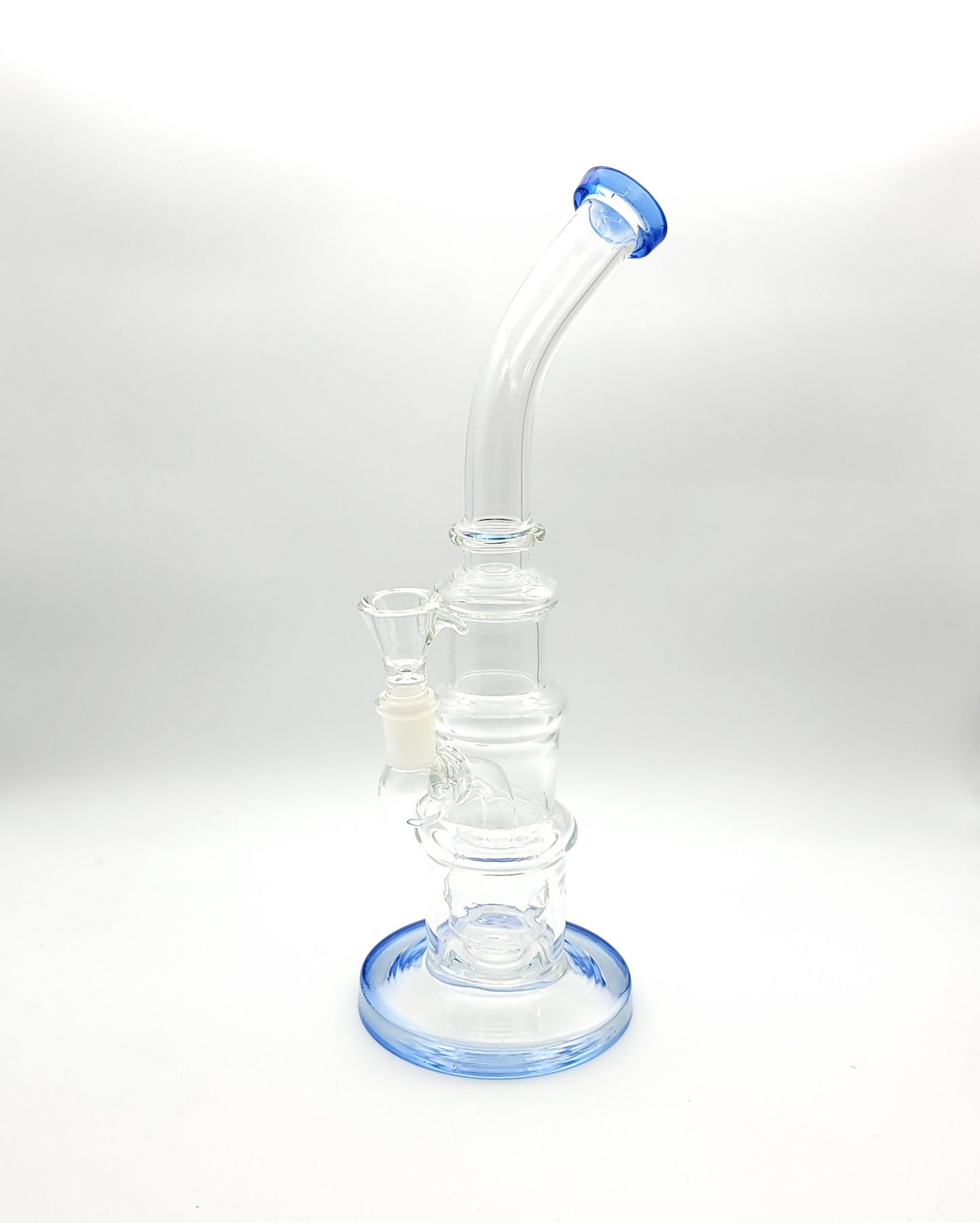 11.5" Blue Color Lip & Base 4 Ring Barrel Percolator Rig