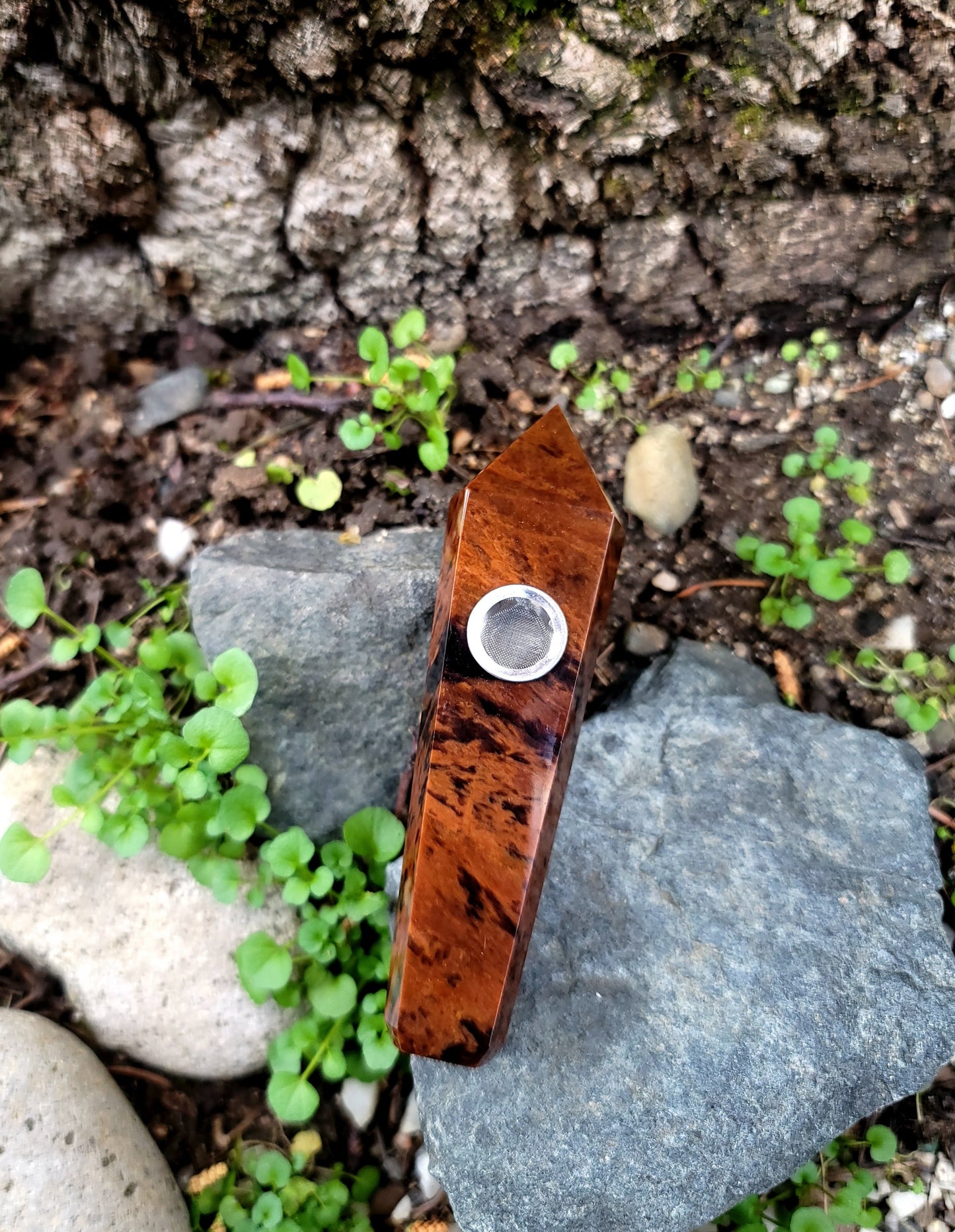 Mahogany Obsidian Crystal Pipe