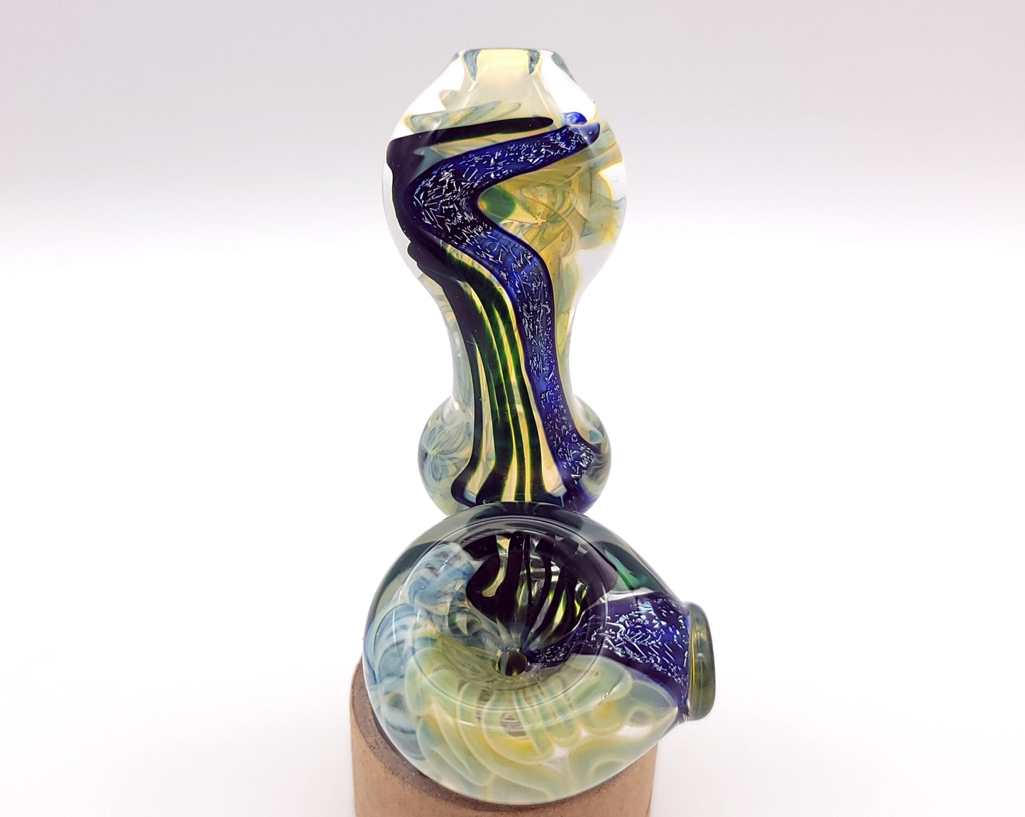 4" Dichro Stripe Green Fumed Swirl Sherlock by Jeff Cooper