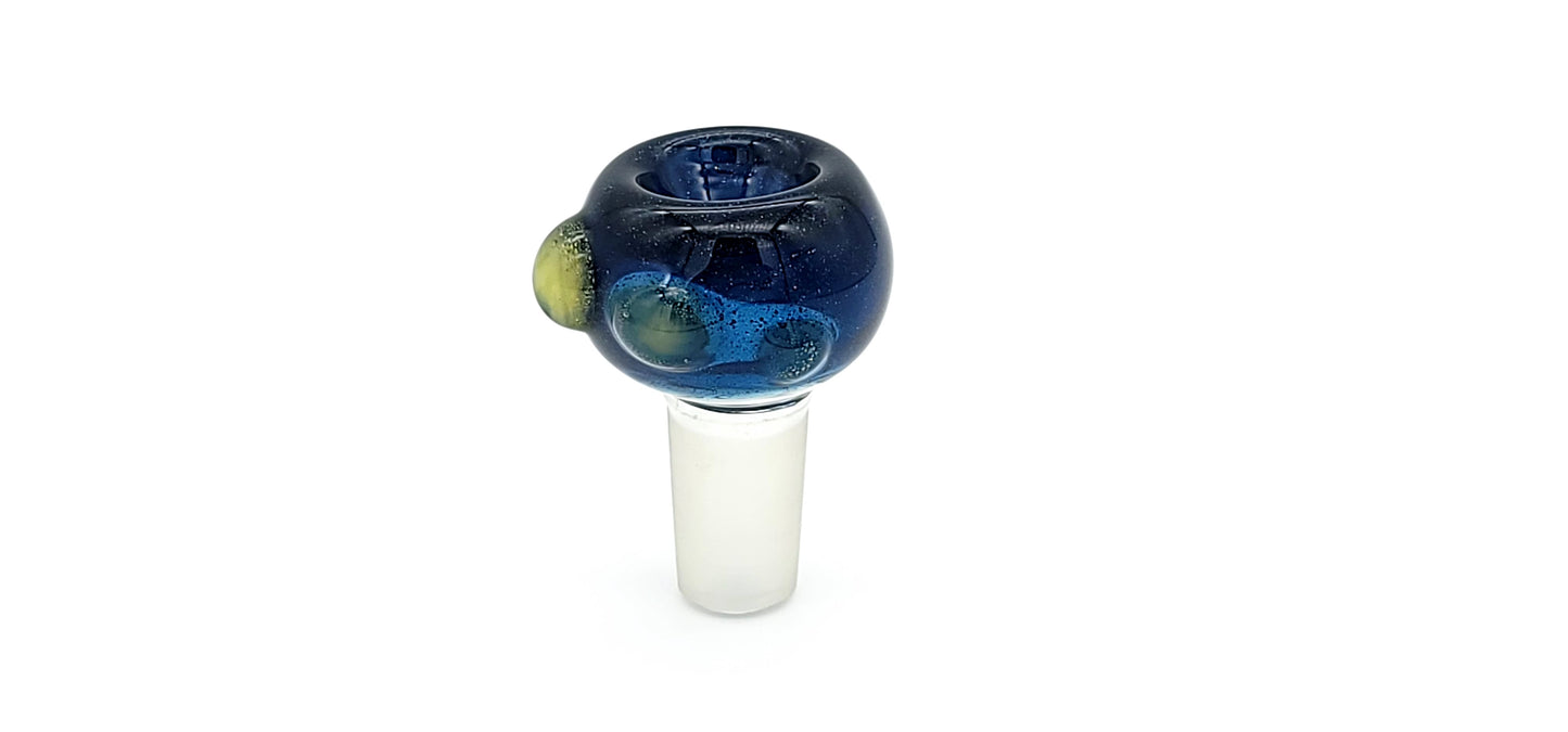 14mm Male Glow in the Dark Blue Bubble Custom Bowl Piece