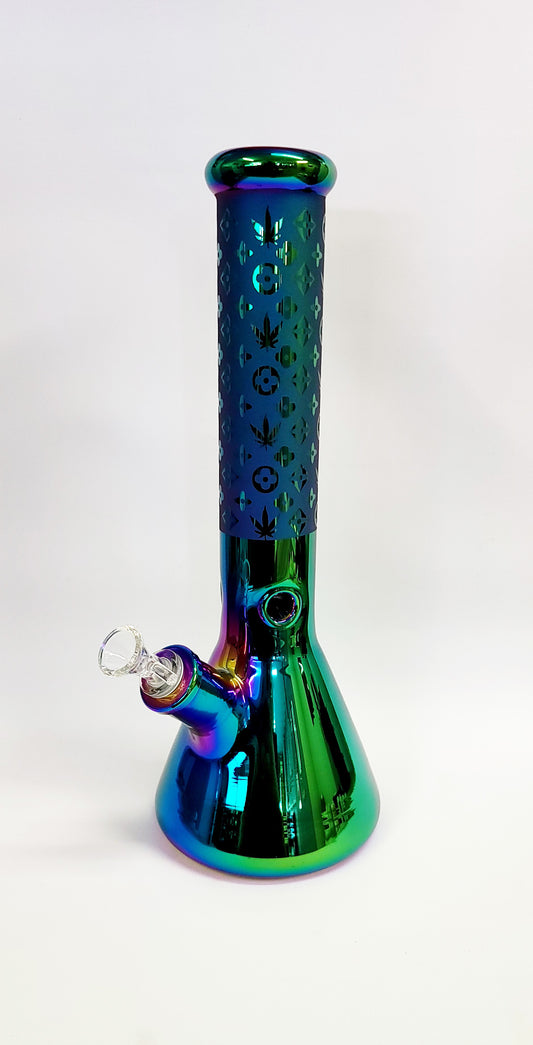 14" Electro Plated Rainbow LV & Leaf Beaker