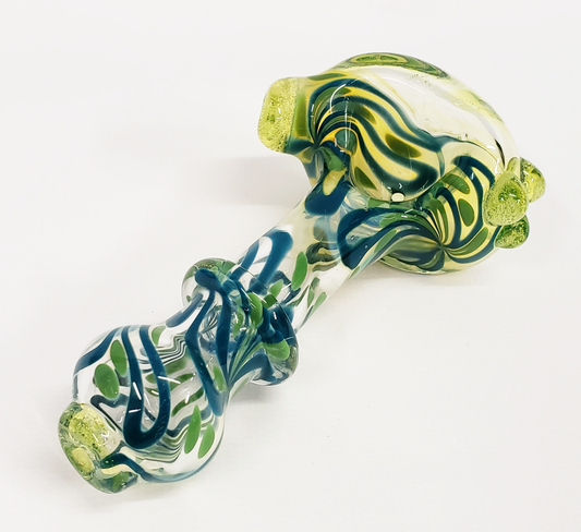 Black light Swirl Glass Pipe