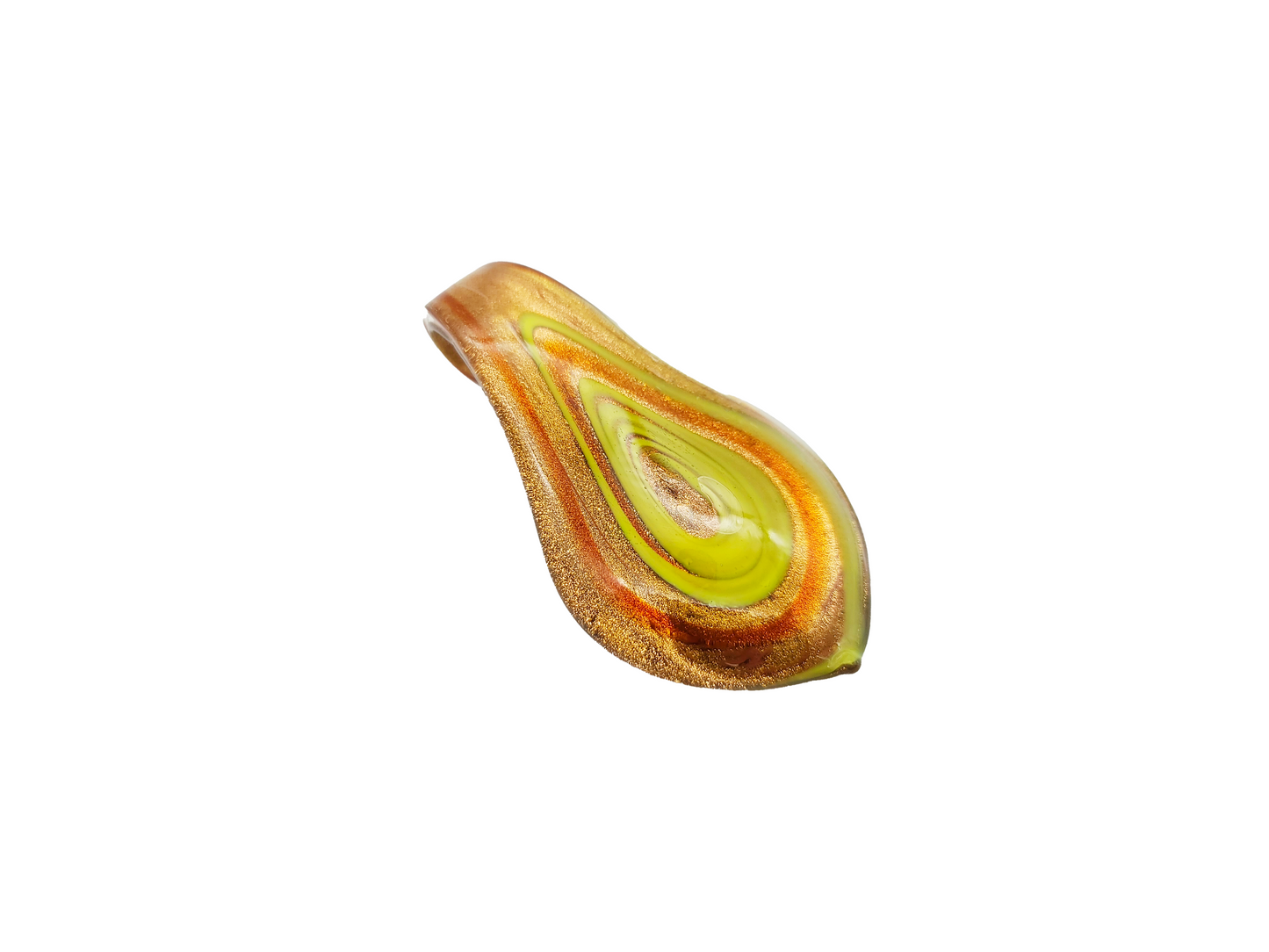 Leaf Drop Lampwork Glass Pendant Necklace