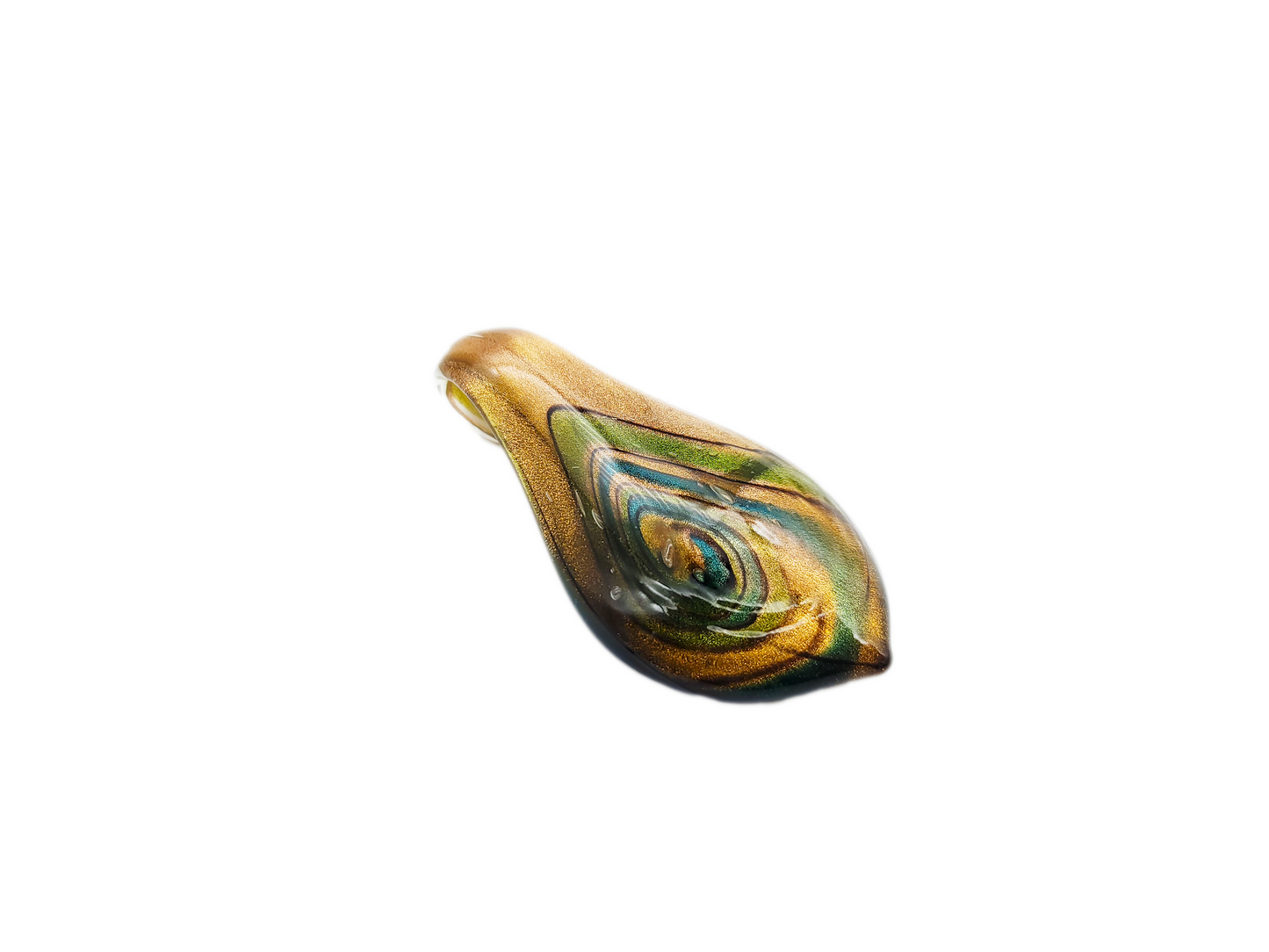 Leaf Drop Lampwork Glass Pendant Necklace