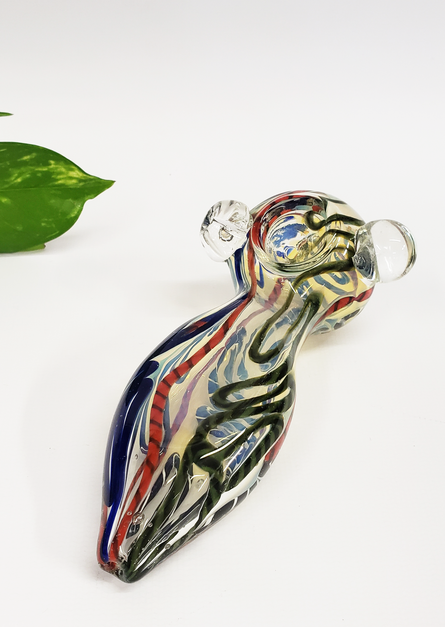 Colorful Swirl Flat Mouth Glass Pipe