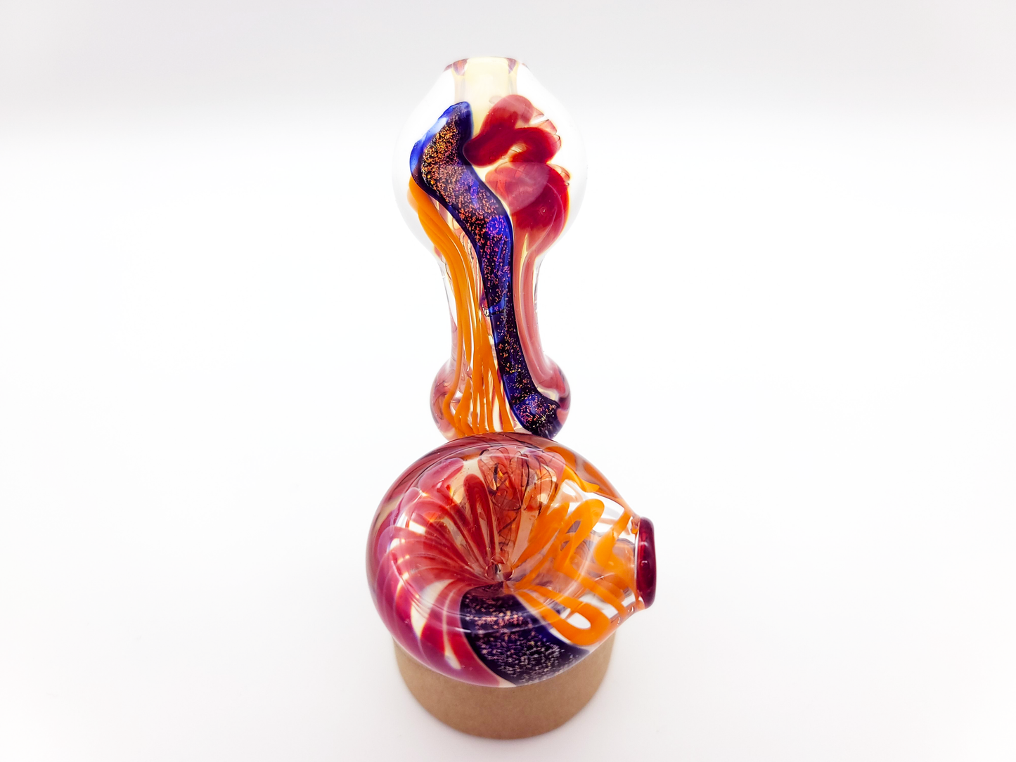 4" Dichro Stripe with Pink/Orange Swirl Sherlock by Jeff Cooper