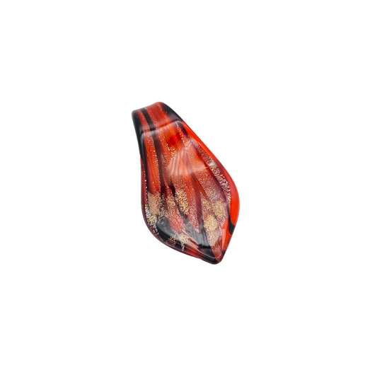 Leaf Shape Red Glass Pendant Necklace