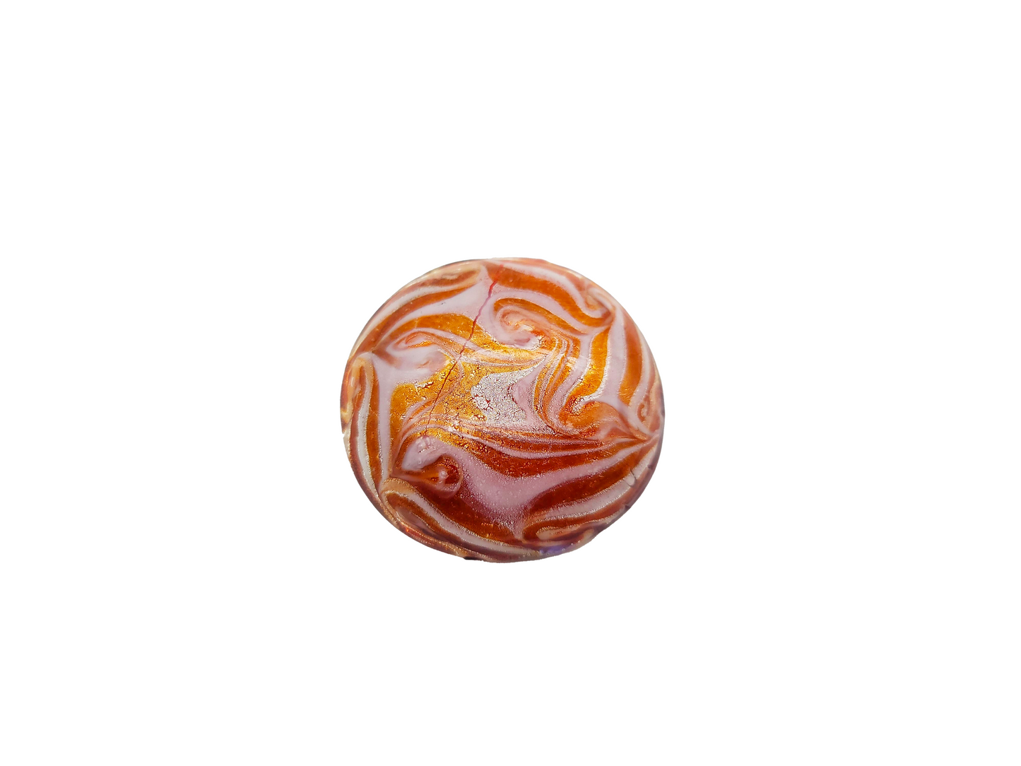 Orange with White Swirl Round Glass Pendant Necklace