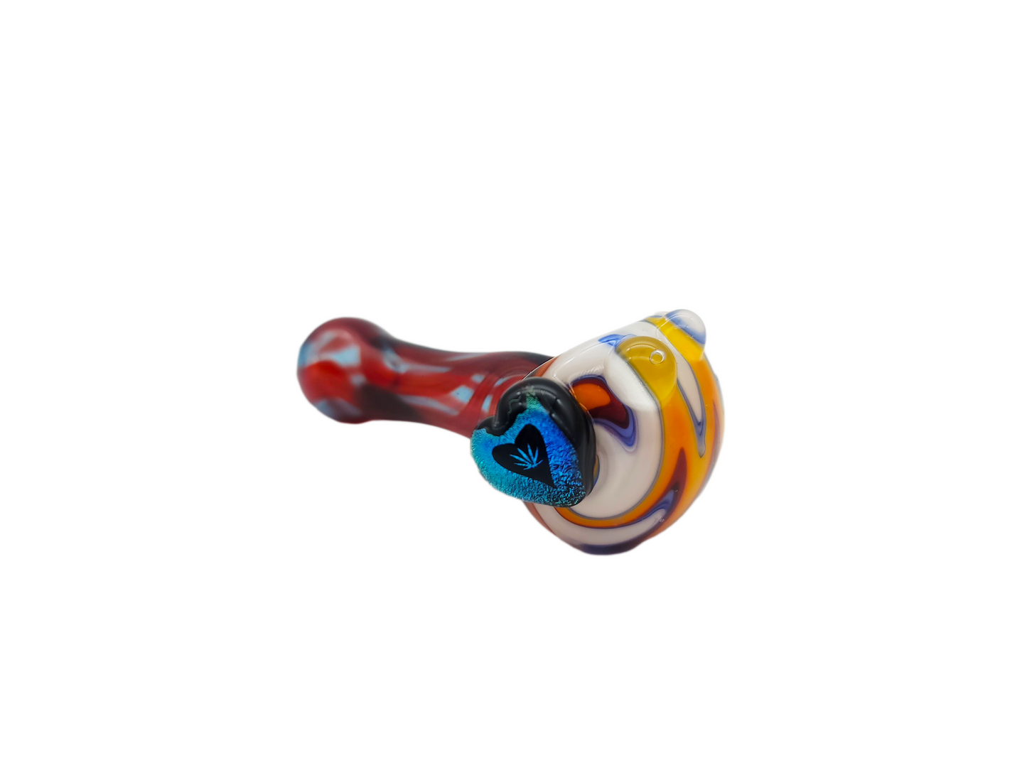 4" Wig Wag Head with Heart Leaf Spoon Pipe by Ian Mueller